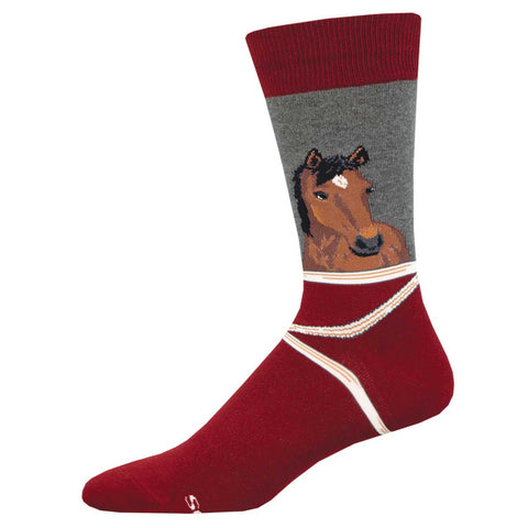 Hay, Neigh-bor, Horse (Charcoal) Men's Crew socks