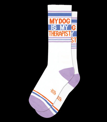 My Dog Is My Therapist (White) Unisex Crew Socks