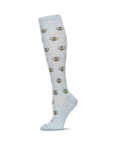 Bees (Light Blue) Bamboo Compression Socks
