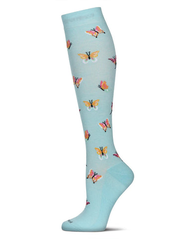 Butterflies (Blue Frost) Bamboo Compression Socks