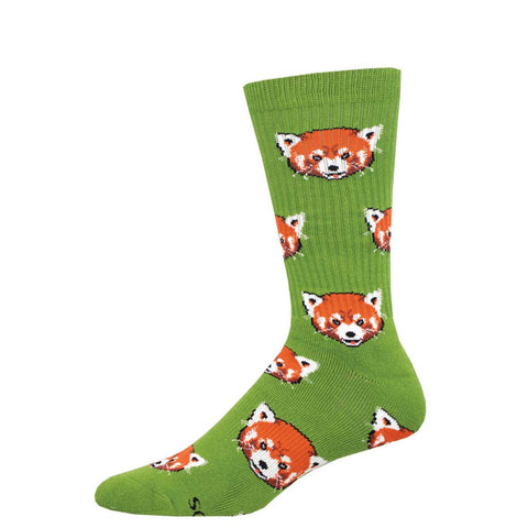 Red Panda (Green) Unisex Active Crew Socks L/XL