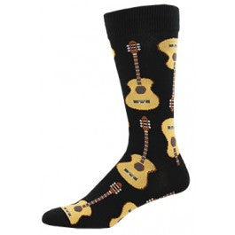Acoustic Guitar (Black) King Size Men's Socks