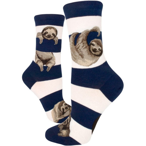 Sloth Stripe (Navy) Women's Crew Socks