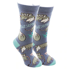 Awesome Possum (Blue) Women's Crew Socks
