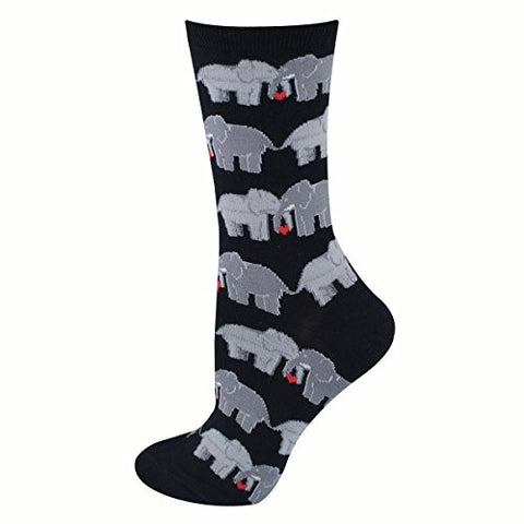 Elephant Love (Black) Women's Crew Socks