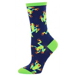 Tree Frog (Navy) Women's Crew Socks