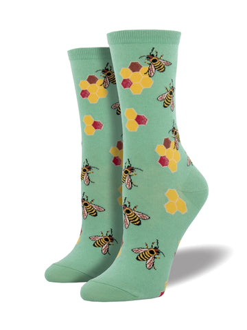 Busy Bee (Seafoam) Women's Crew Sock