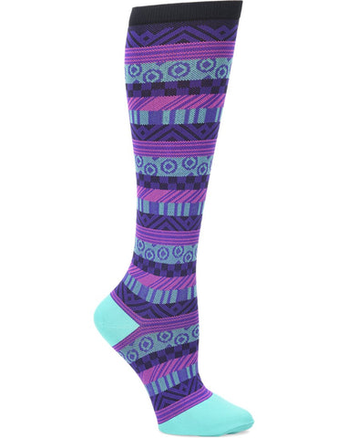Comfortiva Fun Stripe (Turquoise/Purple) Compression Socks