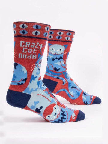 Crazy Cat Dude Men's Crew Socks