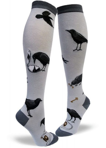 Curious Crows (Frost) Women's Knee Highs