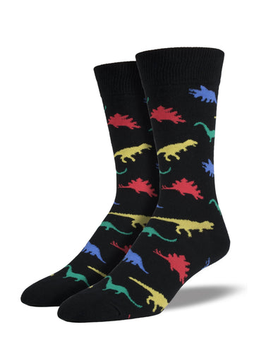 Dinosaurs (Black) Men's Crew Socks