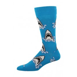 Shark Attack (Blue) King Size Men's Socks