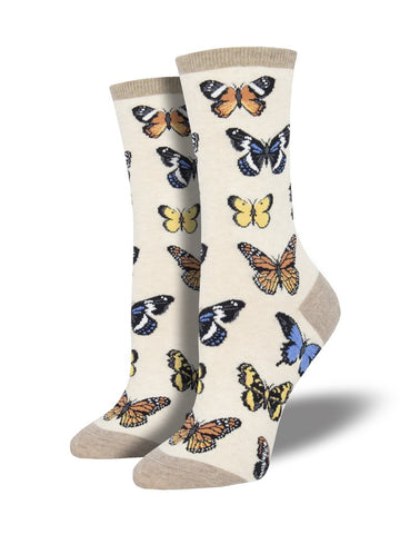Majestic Butterflies (Ivory) Women's Crew Sock