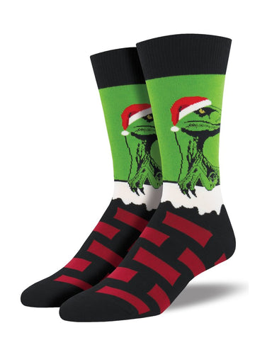 Raptor Claus (Habanero Green) Men's Crew Socks