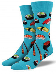 Sushi (Turquoise) Men's Crew Socks