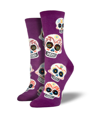 Big Muertos Skull (Purple) Women's Crew Socks
