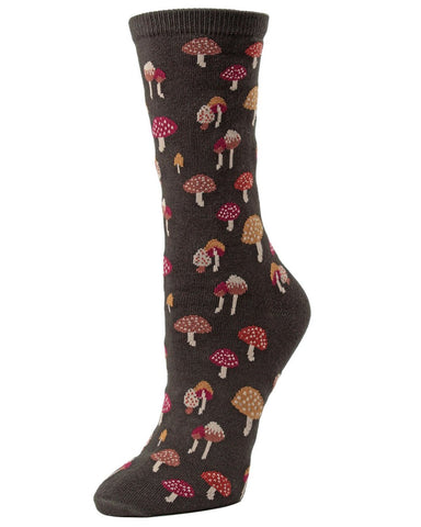 Gregarious Mushroom Troop (Rosin) Women's Bamboo Crew Socks