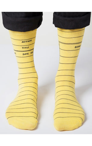 Library Card  (Yellow)  Men's Crew Socks