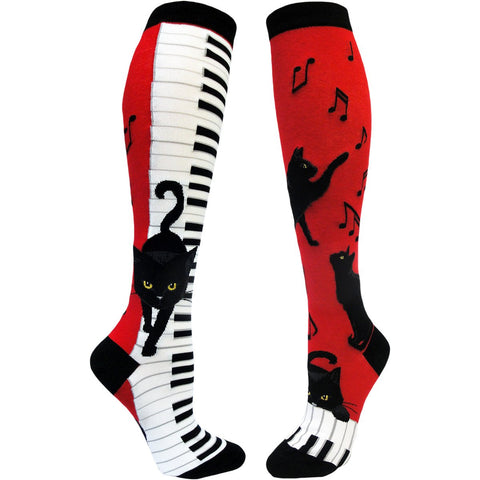 Piano Cat Women's Knee Highs