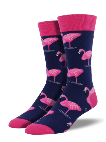Flamingos (Navy) Men's Crew socks