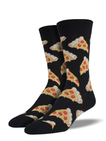 Pizza Night (Black) Men's Crew Socks