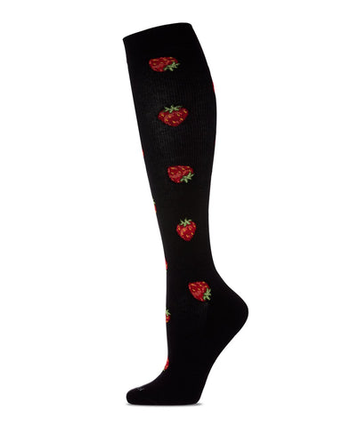 Strawberry Field (Black) Compression Socks
