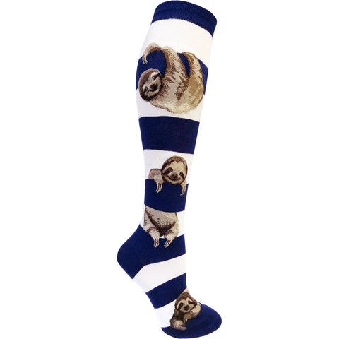 Sloth Stripe (Navy) Women's Knee Highs