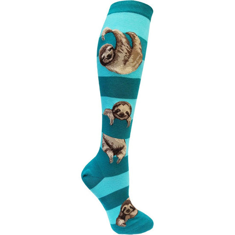 Sloth Stripe (Teal) Women's Knee Highs