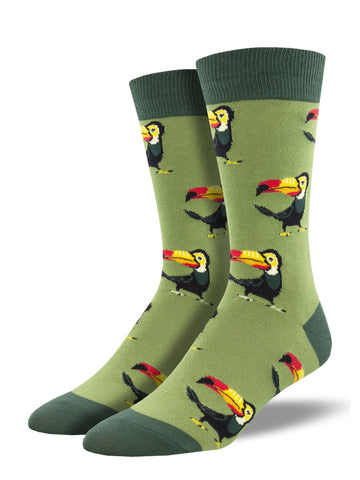 Tropical Toucan (Green) Men's Crew Socks