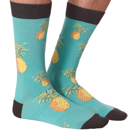 Pineapples (Turquoise) Men's Crew Socks