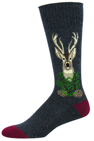 Outlands Made In The USA, The Buck Stops Here (Charcoal) L/XL Boot Sock