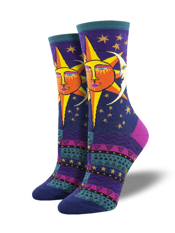 Sun and Moon, Laurel Burch (Purple) Women’s Crew Socks