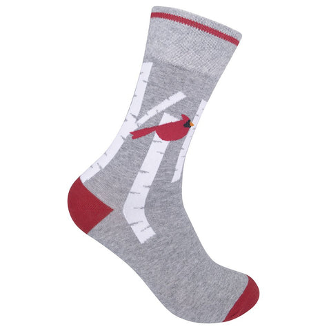 Cardinal in Birches (Grey) Unisex Crew Socks