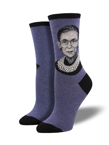 RBG, Ruth Bader Ginsburg Portrait (Blue) Women’s Crew Socks