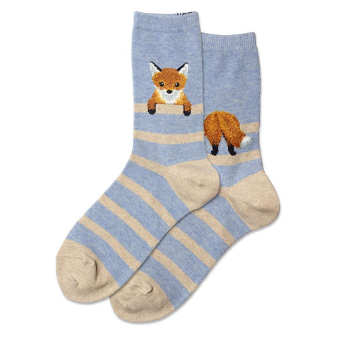 Fuzzy Fox (Blue Heather) Women's Crew Socks