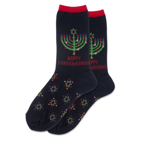 Happy Chrismukkah (Black) Women's Crew Socks