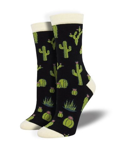 King Cactus (Black) Women's Bamboo Crew