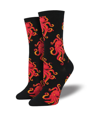 Socktopus, Octopus (Black) Women's Crew Socks