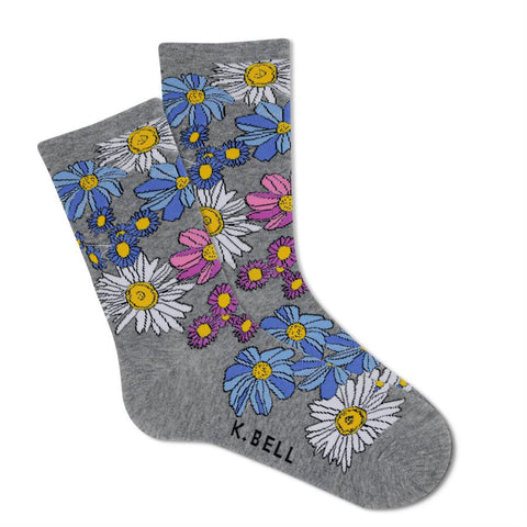 Springtime Floral (Grey) Women's Crew Socks