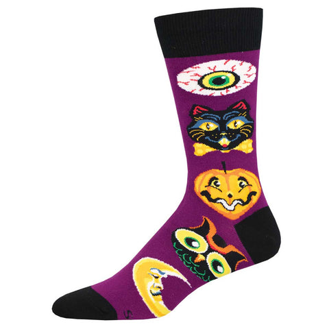 All Hallow's Eve, Halloween (Purple) Men's Crew Sock