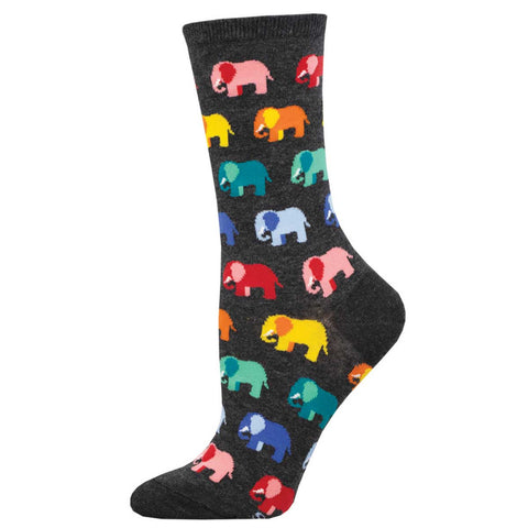 Elephants In The Room (Charcoal) Women's Crew Socks