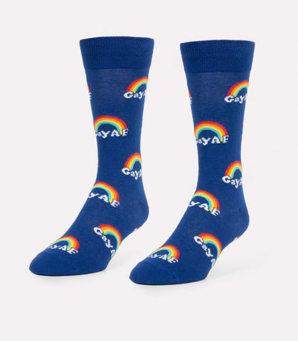 Gay AF, Rainbows Unisex L/XL Crew Socks
