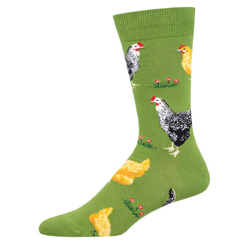 Bock! Bock! Chicken (Green) Men's Crew Socks