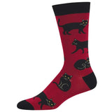 Black Cats (Red) Bamboo Men's Crew Socks