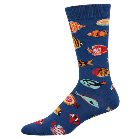 Tropical Fish (Blue) Bamboo Men's Crew Socks