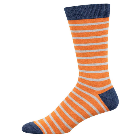 Sailor Stripe (Orange/Grey) Bamboo Men's Crew Socks