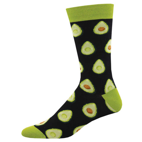 Any Way You Slice It, Avocadoes (Black) Bamboo Men's Crew Socks