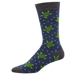 Turtle Tales (Denim Blue) Bamboo Men's Crew Socks