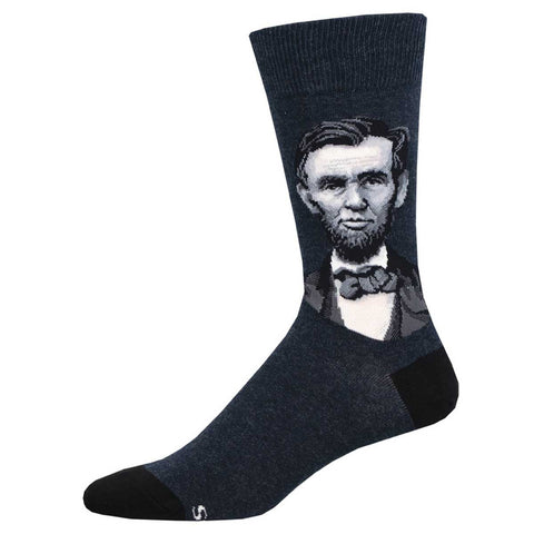 Lincoln Portrait (Navy Heather) Men's Socks