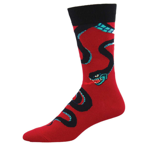 Slither Me Timbers, Snake (Red) Men's Crew Sock